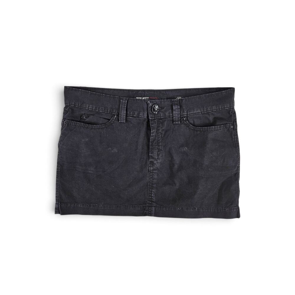 Y2k Euro Miss Sixty Black Low-Rise Mini Skirt Subversive Vintage - Medium